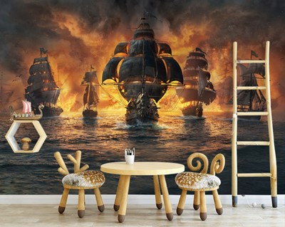 Piratenschepen kinderkamer wallpapers