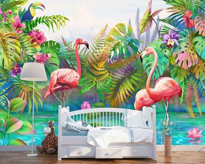 Babykamer behang Flamingo