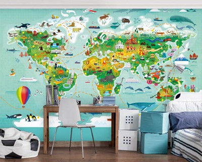Kinderkamer wereldkaart poster