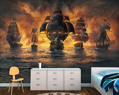 Piratenschepen kinderkamer wallpapers