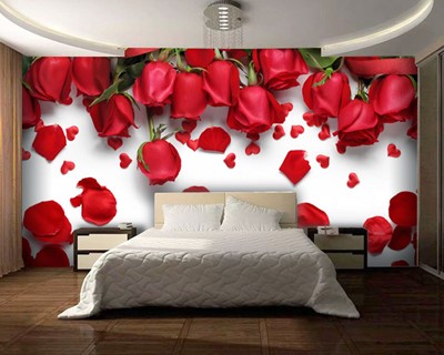 Rode rozen slaapkamer behang