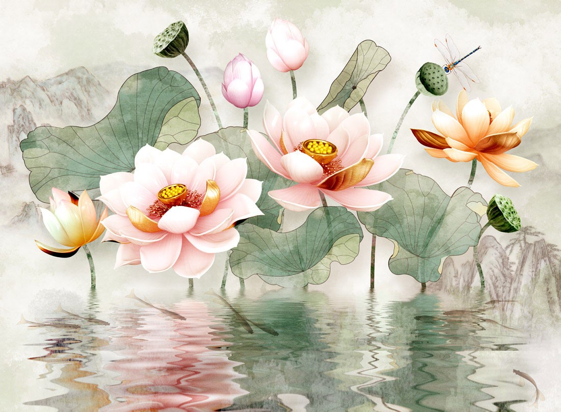 Lotus bloem behang