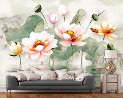 Lotus bloem behang