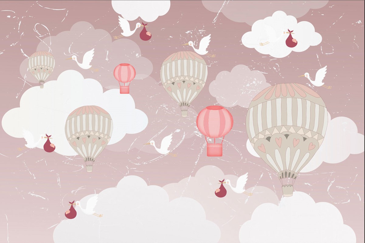 Babykamer Vliegende Ballonnen Behang