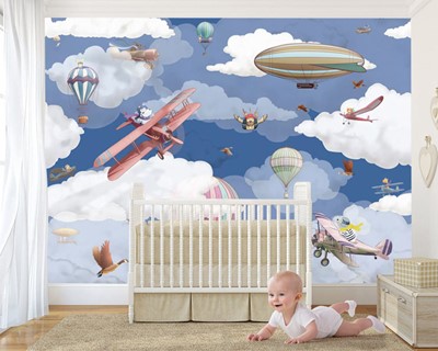Babykamer Vliegtuig Behang