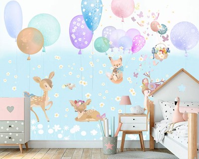 Babykamerballon en dierenbehang