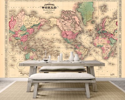 Oude wereldkaart behangmodel