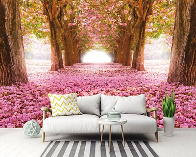 Gemorst Roze Bloemen Slaapkamer Behang