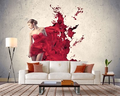 Schoonheidssalon Vrouw in Rode Jurk Wallpaper