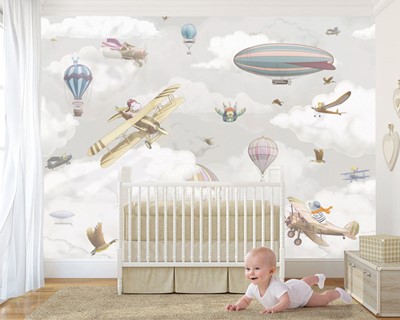 Babykamervliegtuigen en luchtschipbehang