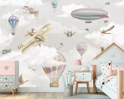 Babykamervliegtuigen en luchtschipbehang