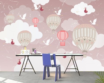 Babykamer Vliegende Ballonnen Behang