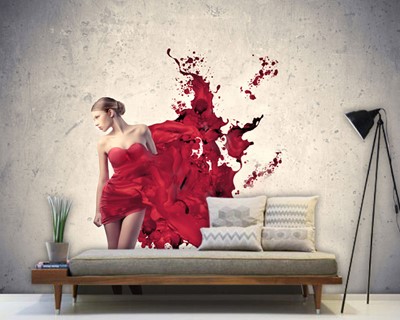 Schoonheidssalon Vrouw in Rode Jurk Wallpaper
