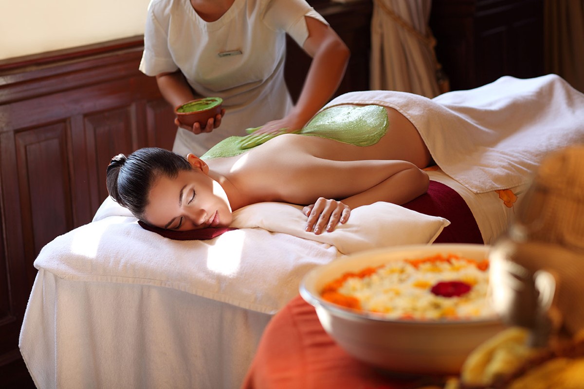Spa Massage Crème Thema Behang