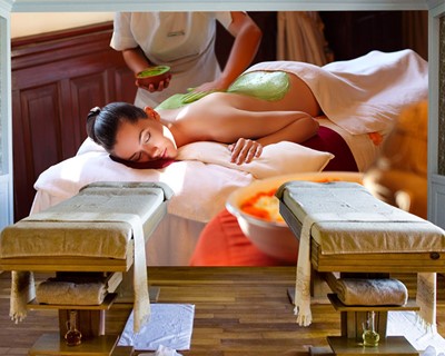 Spa Massage Crème Thema Behang