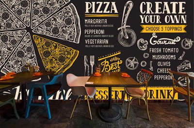 Café-achtergrond met pizzathema