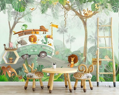 Babykamer Safari Muurposters 3D
