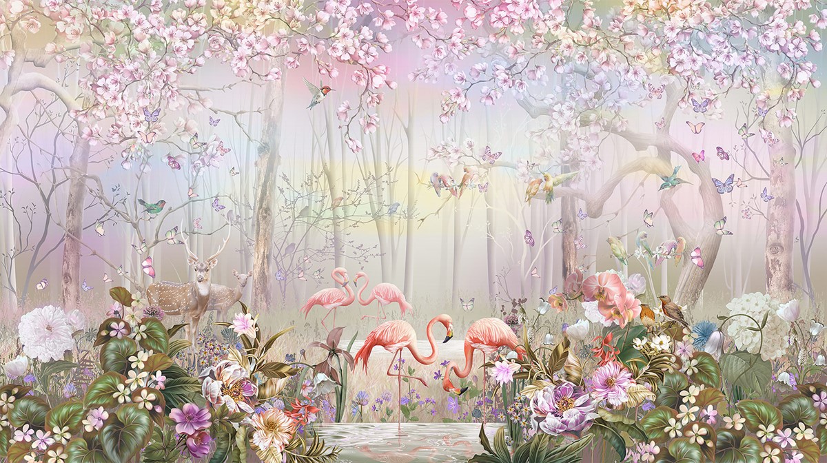 Flamingo Vogels Foto Wallpaper