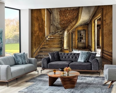 3D geruïneerd binnenbehang