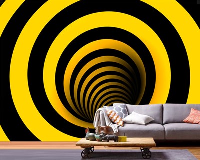 3D Geel-Zwart Diepte Wallpaper