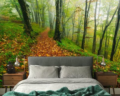 Herfst landschap behangpatroon