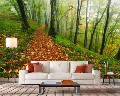 Herfst landschap behangpatroon