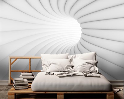 3D wit gestreept behang