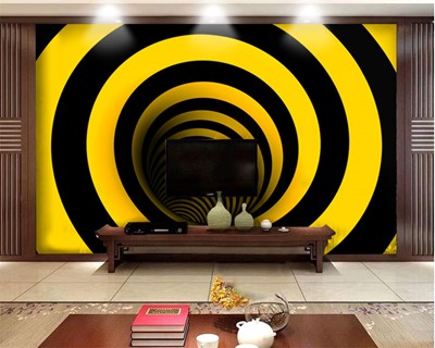 3D Geel-Zwart Diepte Wallpaper