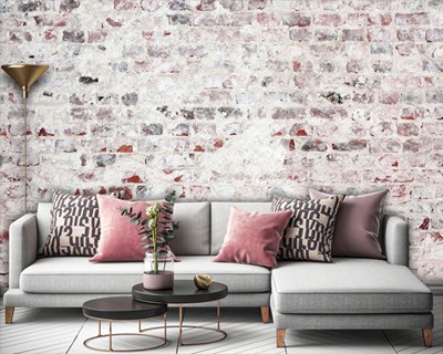 Wit en rood baksteenkleurenbehang