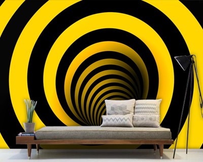 3D Geel-Zwart Diepte Wallpaper