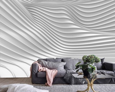 Voorbeelden van 3D-wit golvend behang