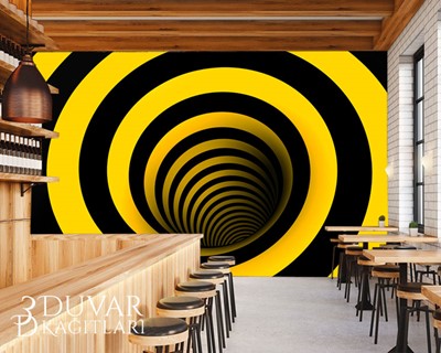 3D Geel-Zwart Diepte Wallpaper