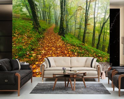 Herfst landschap behangpatroon
