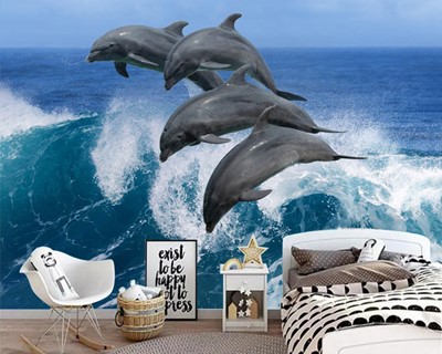 Dolfijn Vissen Foto Wallpaper
