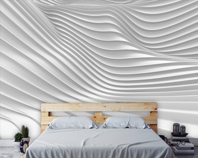 Voorbeelden van 3D-wit golvend behang