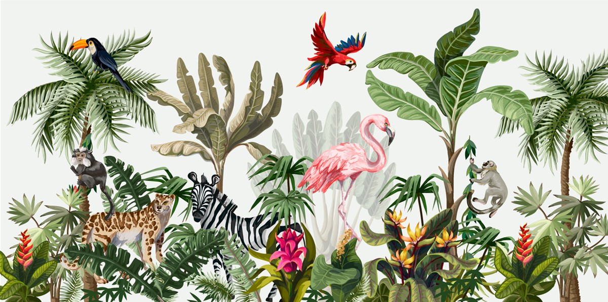 Tropische Jungle Dieren Behang