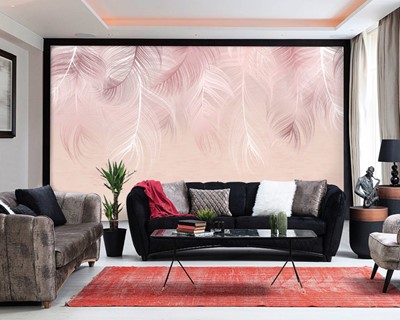 Roze Veer Artistiek Behang