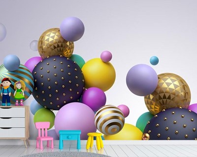 Kleurrijk 3D Ballenbehang