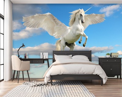 Pegasus wit paard behang