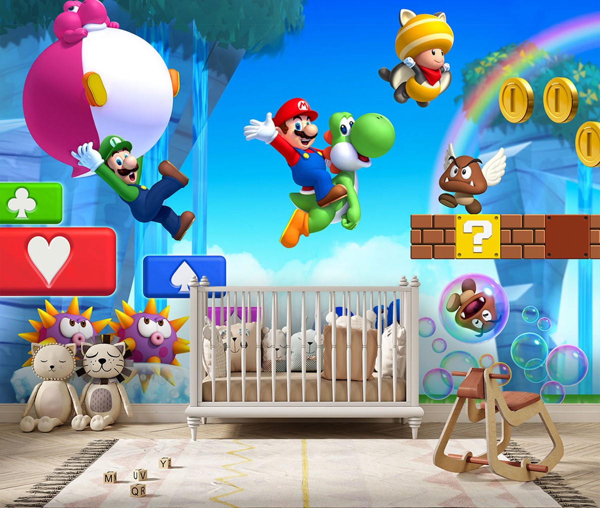 tobben wond toon Super Mario Kinderkamer Behang 3D-behangen | 3D-achtergronden