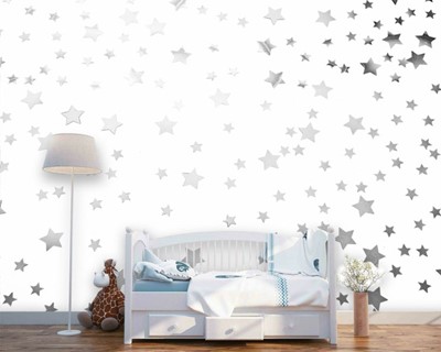 Grijze sterren babykamer behang
