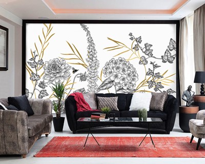 Artistieke Plantentekening Wallpaper
