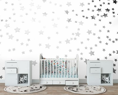 Grijze sterren babykamer behang