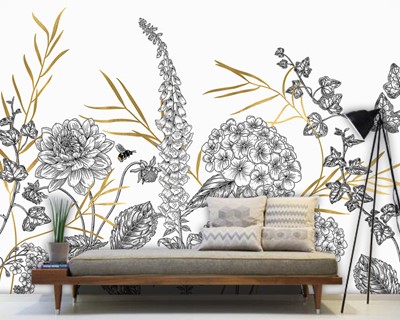 Artistieke Plantentekening Wallpaper