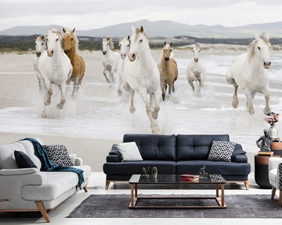 Beach Shore Horses Running Wallpaper