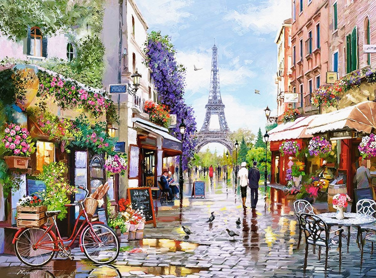 Muurposter met stadsthema in Parijs