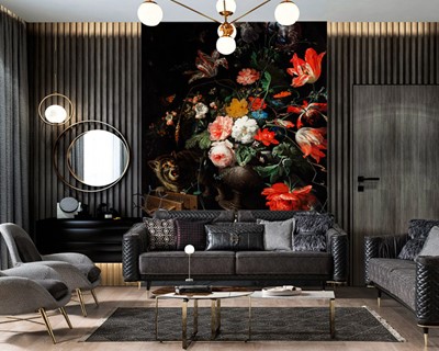 artistiek bloemenbehang