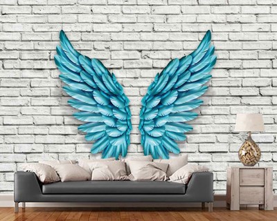 Blauwe Engel Vleugels Behang