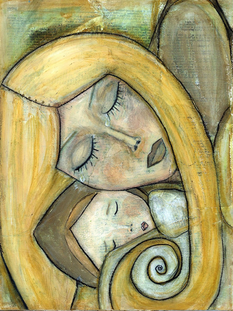 Moeder Dochter Studie Canvas Behang