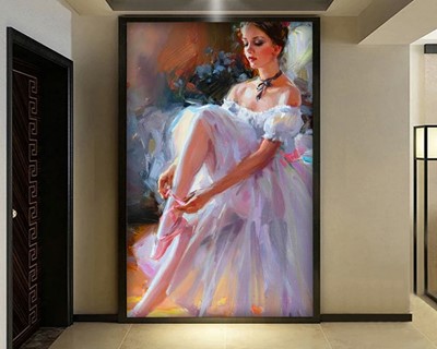 Ballerina Vrouw Canvas Behang